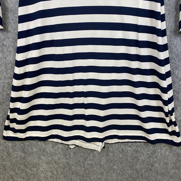 Soft Surroundings Women's Large Navy White Stripe V Neck Side Wrap Dress - Picture 11 of 14